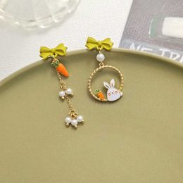 Fashion Asymmetric Cat Rabbit Stud Women Cute Cartoon Animal Earrings for Girls Party Jewelry Gifts G230602