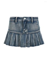 Skirts Women S Casual A Line Flare Jean Denim Mini Y2K Ruffle Hem High Waist Short Cargo Jeans Skirt Streetwear