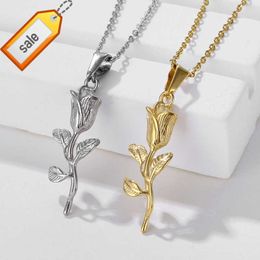 Olivia 18k Real Gold Plated Fashion Jewelry Rose Pendant Rose Flower Necklace for Women Valentine Gift