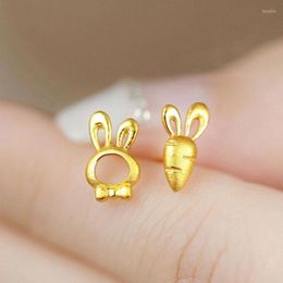 Stud Earrings PANJBJ Gold Color Carrot Earring For Women Girl Hollow Out Frosting Cute Jewellery Birthday Gift Drop