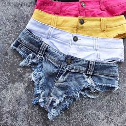 Women's Shorts Qisin 2023 New Women Sexy Low Waist Hole Tassel Denim Shorts Jeans Thong Short Feminino T230603