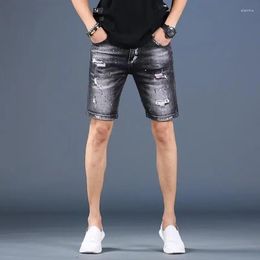 Men's Jeans Split Pants With Holes And Straight Fit Trendy Men's Zipper Wash Mid Waist Summer Youth Feet