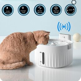 Supplies 2l Automatic Cats Water Fountain with Faucet Dogs Feeder Transparent Water Fountain Cat Pet Drinker Smart Sensor Drink Feeder