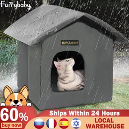 Mats Furrybaby Cat Houses Winter Warm Cat Bed Sleep House Weatherproof Insulated Feral Houses for Outdoor Cats, Easy to Put Together