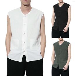 Men's Casual Shirts Athletic Apparel Men'S Fashion Spring And Summer Sleeveless O Neck Solid Men Hip Hop Fitted Dress Shirt