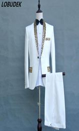 vestepantstie noir blanc col léopard costume masculin hôte bal costumes de scène formels Men039s chanteur chœur performance cloth5686064