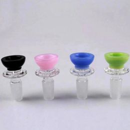 Newest Smoking Colorful Thick Glass 14MM 18MM Male Interface Joint Bong Waterpipe Handpipe Funnel Bowl Dry Herb Tobacco Bubbler Oil Rigs Container DHL
