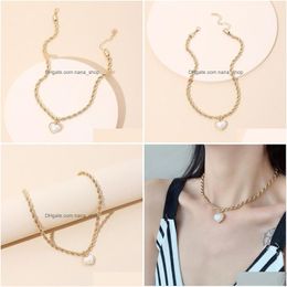 Pendant Necklaces Hip Hop 2Mm Metal Twist Rope Chain Necklace For Women Opal Love Neck Fashion Jewelry Gift Wholesale Drop Delivery P Dhioj
