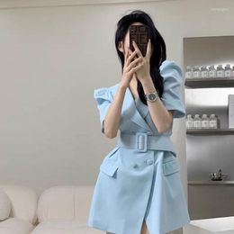 Casual Dresses Suit Dress Female Bubble Sleeves 2023 Summer Small Fragrance Design Sense Niche French First Love Skirt