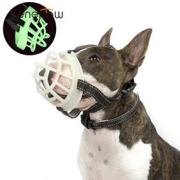 Muzzles Benepaw Fluorescence Dog Muzzle For Aggressive Dogs Breathable Adjustable Reflective Pet Mouth Cover Stop Biting Barking Chewing