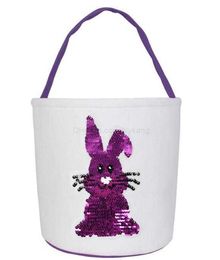 Creative Easter Bunny Basket With Rabbit Pattern and Tail Easter Candy Tote Bags Canvas Easter Rabbit Bag Party Gift bag 12styles
