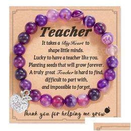 Beaded New Teacher Appreciation Gifts Natural Stone Bracelet for Women Thank You Drop Delivery Jewelry Bracelets Dhsd2