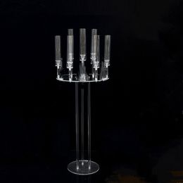 60 to 110cm)9 Heads acrylic Candlestick Holders Stands Wedding Table Centrepieces Flower Vases Road Lead Acrylic Candle Holders imake944