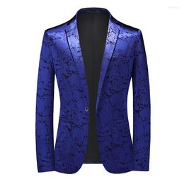 Men's Suits Printed Men's Casual Blazer 2023 Fashion Bridegroom Wedding Banquet Stage Costumes Male Slim Suit Jacket Plus Size M-6xl