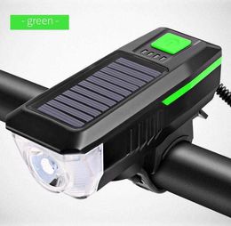 3 Lighting Mode LED solar Bicycle Lights Cycling Accessories Waterproof USB Rechargeable Lights Safety Cycling Bicycle front head Light Alkingline