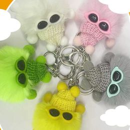 9 Colour plush coal ball pendant cute cartoon colorfuls keychains accessories handbag car key chains decoration gift