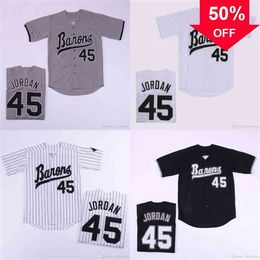 Xflsp GlaC202 Mens Birmingham Barons Michael 45# Jerseys Button Down Movie Baseball Jersey Double Stitched Name and Number IN STOCK High Quailty