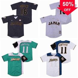 Xflsp GlaA3740 Japan 16 Shohei Ohtani Jersey 11 Men Baseball Hokkaido Nippon Ham Fighters All Stitched Pinstripe Cool Base Whte Green Black Team Colour