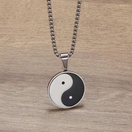 Pendant Necklaces Chinese Style Tai Chi Yin Yang Necklace For Men Stainless Steel Casual Jewellery Amulet Gift