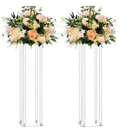 Acrylic Flower Vase Clear Table Centerpiece Marriage Luxury Floral Stand Columns For Wedding Decoration imake942