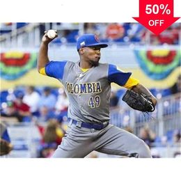 Xflsp GlnA3740 49 Julio Teheran Men Colombia 2017 World Baseball Classic Jersey Custom Women/Youth High Quality All Stitched Baseball Jerseys