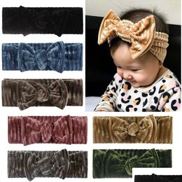 Headbands 2021 European And American Fashion Baby Girl Kids Golden Veet Bow Hair Band Children Accessories Mti Colour Riibbon Drop De Dhtup