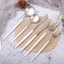 Dinnerware Sets Cutlery Tableware Set Stainless Steel White Silver Knives Forks Spoons Gold Kitchen