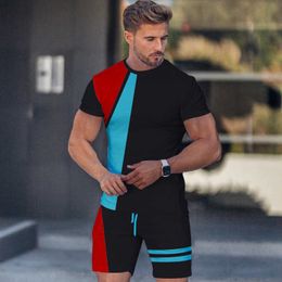 Tracksuits New 3D Track Summer Fashion T-shirt Shorts 2 Piece Casual Street Clothing Men's Super Large Set good P230605