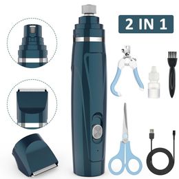 Trimmers 2in1 Pet Dog Cat Nail Grinder Polisher Paw Foot Hair Clippers Remover Trimmer USB Rechargeable for Dog Hair Shaving Nail Scissor