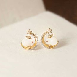 New Exquiste Zirconia Star Moon Rabbit Stud Women Elegant and Cute Animal Cat Personalized Earrings for Girls Party Jewelry Gifts G230602