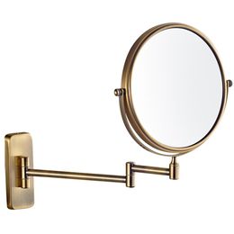 Mirrors Gurun 8" 10x/1x Magnifying Dual Sided Bathroom Folding Shaving Makeup Mirrors Wall Mount Extendable Arm Round Antique Bronze 7x