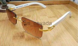 Sunglasses new buffalo horn sunglasses fashion sport sun glasses for men women rimless rectangle bamboo wood eyeglasses eyewear with boxes case lunette J230603