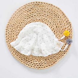 2PCS Hair Accessories Soft Cotton Gauze Baby Hat Cute Dot Fruit Print Infant Girls Bucket Hats For Kids Outdoor Travel Fisherman Cap