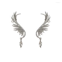 Dangle Earrings Real 14K Gold Jewellery Feather Shape Earring Women Natural Crystal Aretes De Mujer Mystic Bague Diamond