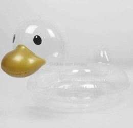 Baby Swimming Ring Cute Transparent Duck Inflatable Baby Bath Floats Swim Circle Tubes Floating Kids Seat Pool Mattress Water Sports Floats Bath Toys