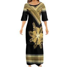 Dresses Summer Ethnic Style Polynesian Tribal Oneck Puletasi Women Cheap Dress Half Sleeve Top Skirt Two Piece Set Ladies Dresses