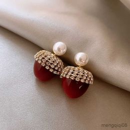 Charm Fashion Crystal Pearl Cherry Stud Earrings For Women Cheerilee Fruit Earring Girls Party Wedding Jewelry R230603