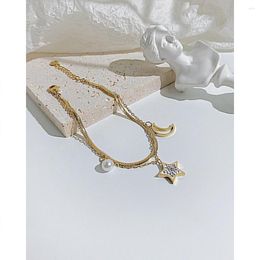 Link Bracelets Trendy Stainless Steel Moon Star Bracelet For Women Cubic Zirconia Geometric Adjustable Crystal Party Jewellery Accessories