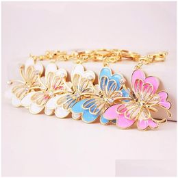 Key Rings Alloy Butterfly Pendant Keychain Glitter Enamel Gold Tone Metal Fashion Bag Charm Beauty Car Chain Drop Delivery Jewelry Dhgle