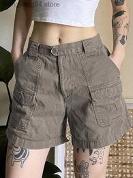 Women's Shorts Y2K Summer Women Vintage Streetwear Korean Knee Length Wide Leg Baggy Cargo Pockets Low Waist Sporty Grunge Shorts Pants Women T230603