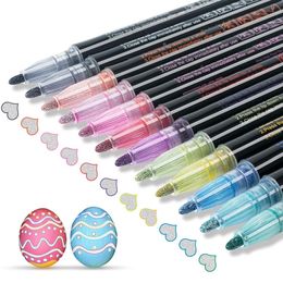 Markers Double Line Outline Metallic Markers Magic Shimmer Paint Pens for Kids Adults Drawing Marker Pen Art Painting Learning Supplies 230603