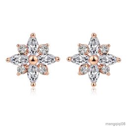 Charm Winter Snowflake Stud Earring For Women Sliver Colour Trendy Crystal Fashion Jewellery R230603