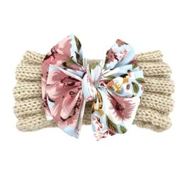 2PCS Hair Accessories Baby Princess Warm Jewellery Children's Printed Bowknot Headband Baby's Autumn and Winter Knitted Band