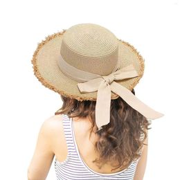 Wide Brim Hats Cowboy For Women Women's Summer Straw Hat Bow Beach Sun F I E N D S