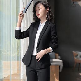 Women's Two Piece Pants Formal Ladies Pant Suits For Women Work Black Blazer And Jacket Sets Business Clothes Office Uniform Styles