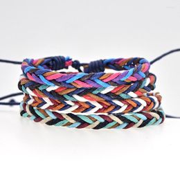 Hand-Woven Cotton and Linen charm bracelets 2000s - 7mm Wide Color, Ethnic Folk Retro Style, Hippie Friendship Cord