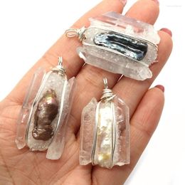 Pendant Necklaces Natural Stone Irregular White Crystal 20-50mm Resin Pearl Winding Charm Fashion DIY Necklace Earring Jewelry Accessories