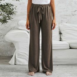 Capris Lucy ever Summer Brushed Casual Pockets High Waist Loose Sports Pants Women's Solid Colour Wide Leg Tights P230602