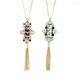 Pendant Necklaces Selling Casual Memorable Necklace For Women Square Rhinestone Girly Touch Tassel Pendants Long Accessory