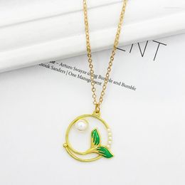 Pendant Necklaces Golden Circle Fish Tail Alloy Necklace Mermaid Imitation Pearl Fashion Women's Jewellery Accessories